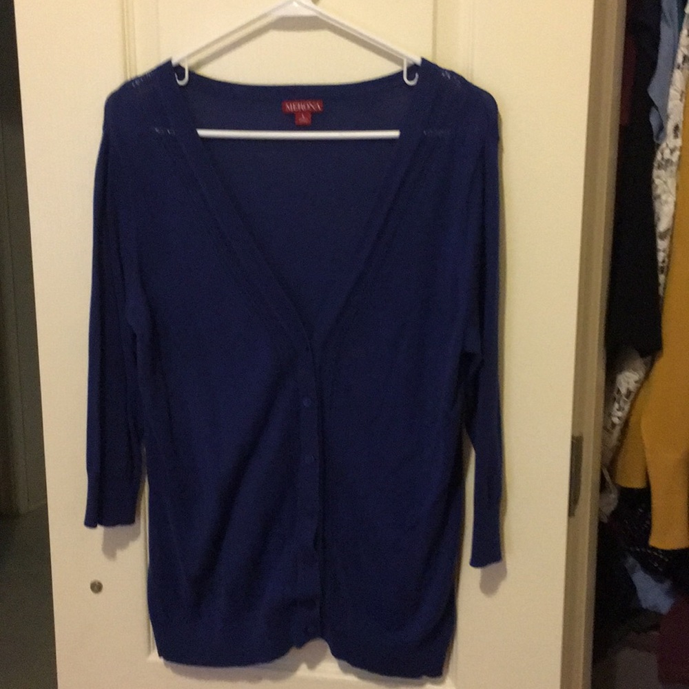 Merona Blue cardigan with cut out detail size L